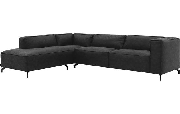 Goossens hoekbank calvin grijs micro leer - 8190321-634-02