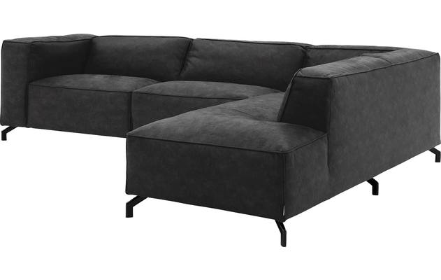 Goossens hoekbank calvin grijs micro leer - 8190321-634-03-gespiegeld