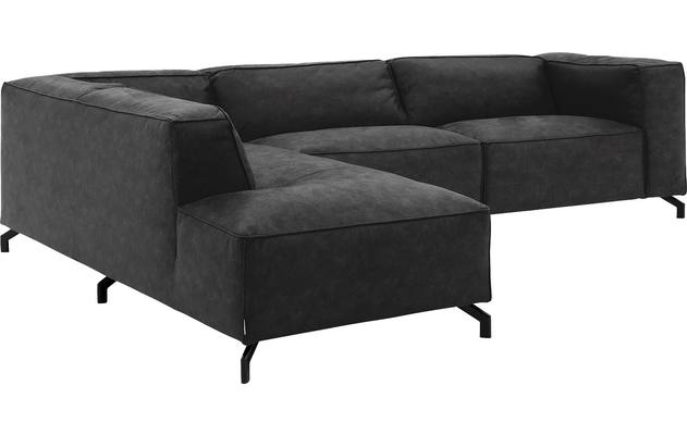 Goossens hoekbank calvin grijs micro leer - 8190321-634-03