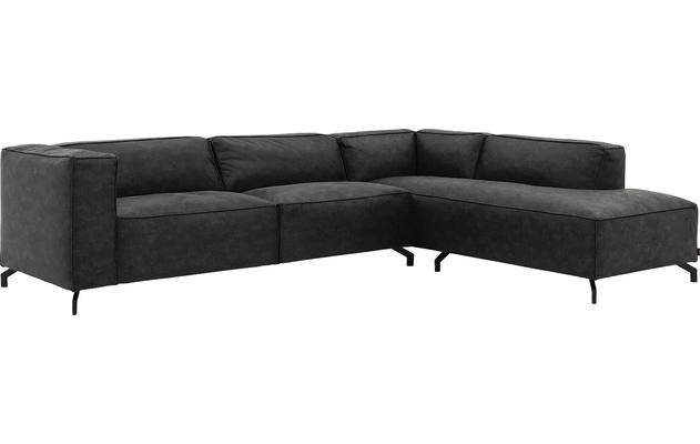 Goossens hoekbank calvin grijs micro leer - 8190321-635-02-gespiegeld