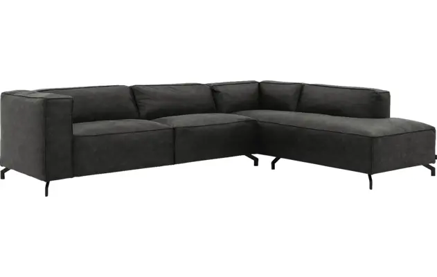 Goossens hoekbank calvin grijs micro leer - 8190321-635-02-gespiegeld