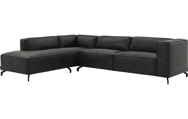 Goossens hoekbank calvin grijs micro leer - 8190321-635-02