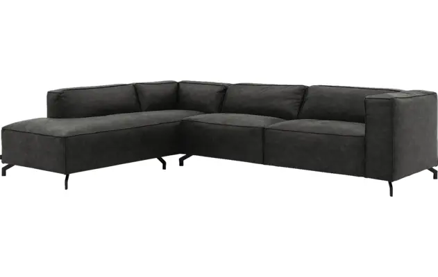 Goossens hoekbank calvin grijs micro leer - 8190321-635-02