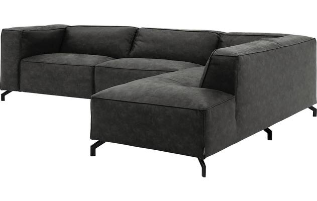 Goossens hoekbank calvin grijs micro leer - 8190321-635-03-gespiegeld