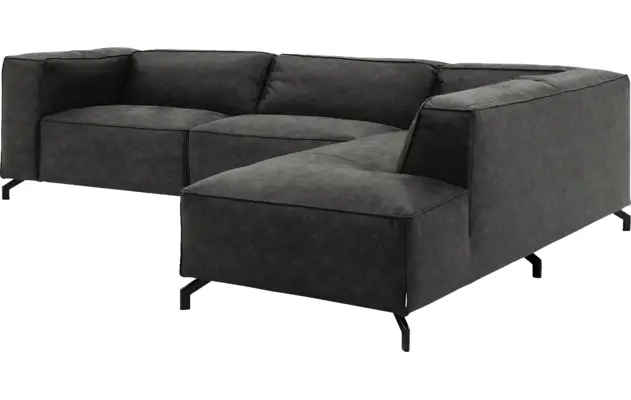 Goossens hoekbank calvin grijs micro leer - 8190321-635-03-gespiegeld
