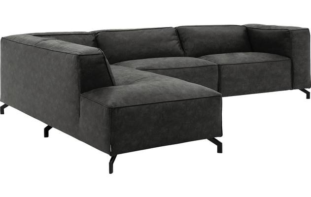 Goossens hoekbank calvin grijs micro leer - 8190321-635-03