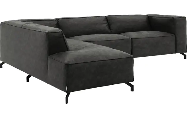 Goossens hoekbank calvin grijs micro leer - 8190321-635-03