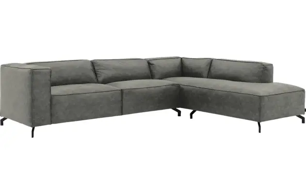 Goossens hoekbank calvin grijs micro leer - 8190321-636-02-gespiegeld