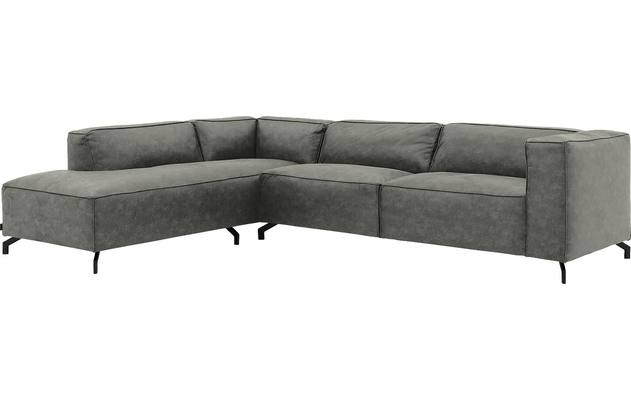 Goossens hoekbank calvin grijs micro leer - 8190321-636-02
