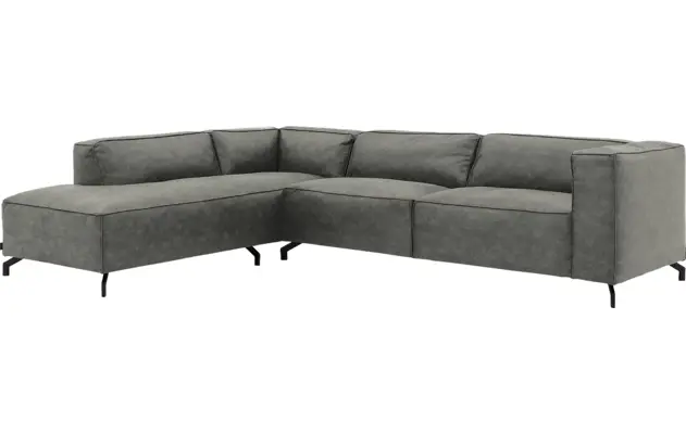 Goossens hoekbank calvin grijs micro leer - 8190321-636-02