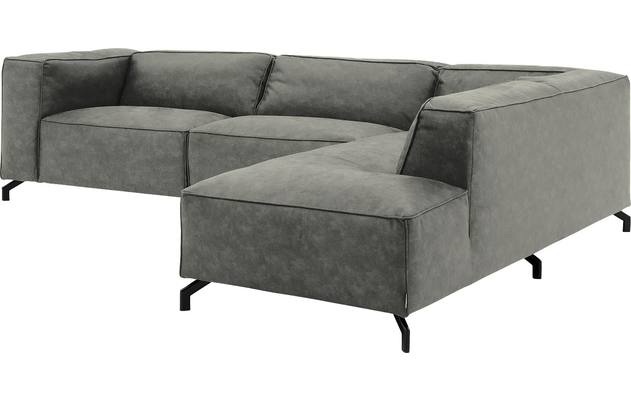 Goossens hoekbank calvin grijs micro leer - 8190321-636-03-gespiegeld