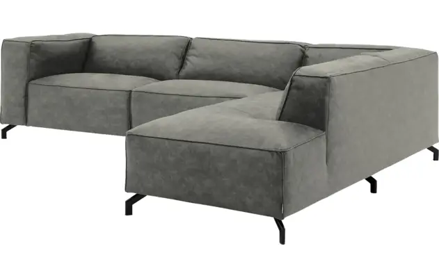 Goossens hoekbank calvin grijs micro leer - 8190321-636-03-gespiegeld