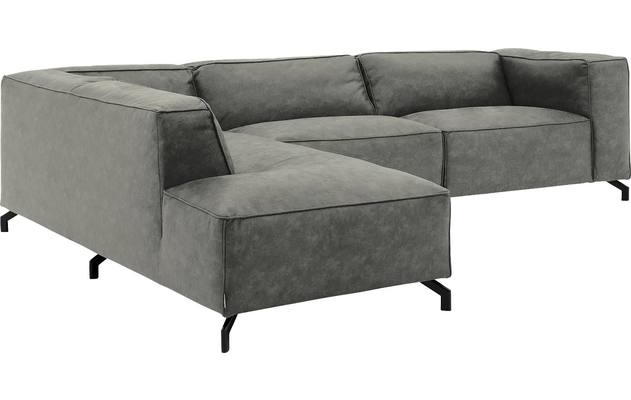 Goossens hoekbank calvin grijs micro leer - 8190321-636-03