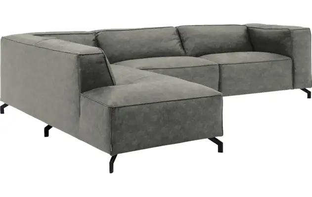 Goossens hoekbank calvin grijs micro leer - 8190321-636-03