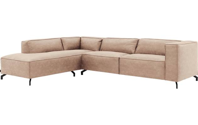 Goossens hoekbank calvin beige micro leer - 8190321-637-02