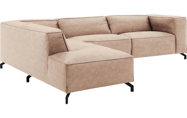 Goossens hoekbank calvin beige micro leer - 8190321-637-03