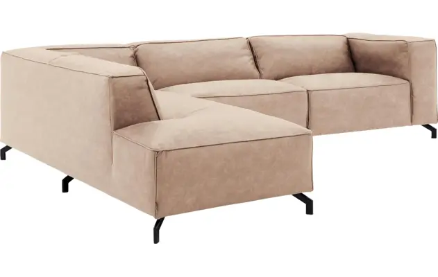 Goossens hoekbank calvin beige micro leer - 8190321-637-03