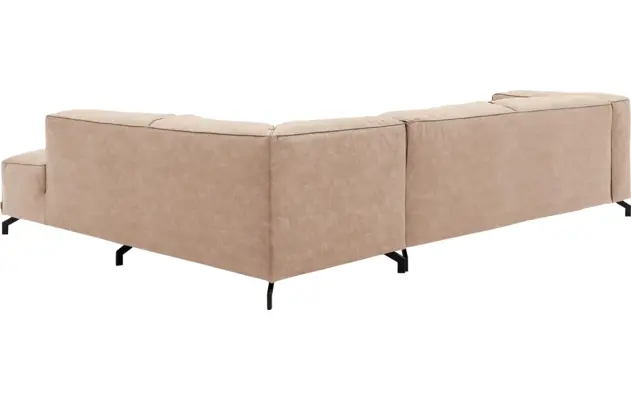 Goossens hoekbank calvin beige micro leer - 8190321-637-04-gespiegeld