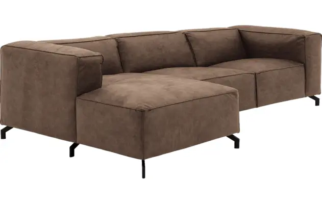 Goossens loungebank calvin bruin micro leer - 8190322-627-03-gespiegeld