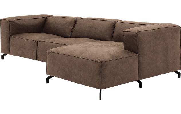 Goossens loungebank calvin bruin micro leer - 8190322-627-03