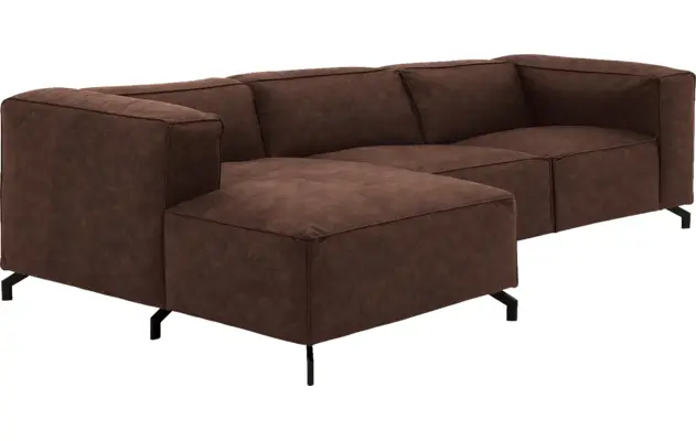 Goossens loungebank calvin bruin micro leer - 8190322-631-03-gespiegeld