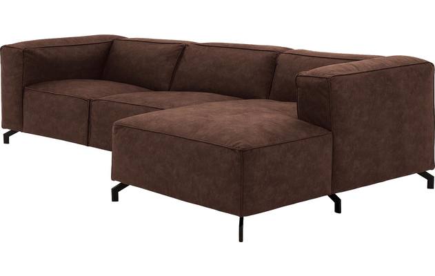 Goossens loungebank calvin bruin micro leer - 8190322-631-03