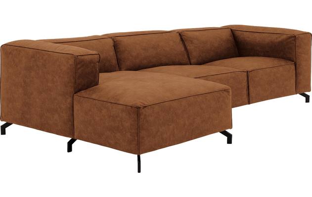 Goossens loungebank calvin bruin micro leer - 8190322-633-03-gespiegeld