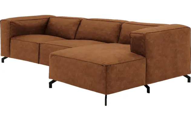 Goossens loungebank calvin bruin micro leer - 8190322-633-03