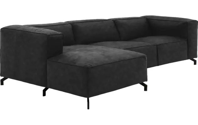 Goossens loungebank calvin grijs micro leer - 8190322-634-03-gespiegeld