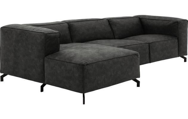 Goossens loungebank calvin grijs micro leer - 8190322-635-03-gespiegeld