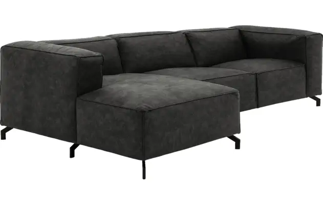 Goossens loungebank calvin grijs micro leer - 8190322-635-03-gespiegeld