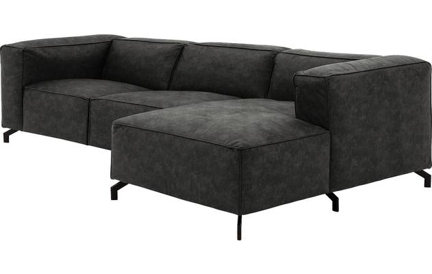 Goossens loungebank calvin grijs micro leer - 8190322-635-03