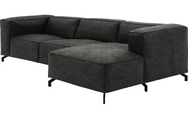 Goossens loungebank calvin grijs micro leer - 8190322-635-03