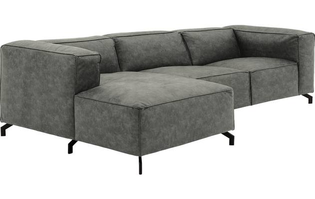 Goossens loungebank calvin grijs micro leer - 8190322-636-03-gespiegeld