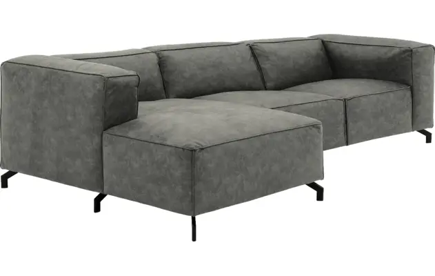 Goossens loungebank calvin grijs micro leer - 8190322-636-03-gespiegeld