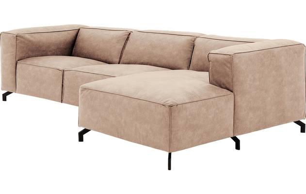 Goossens loungebank calvin beige micro leer - 8190322-637-03