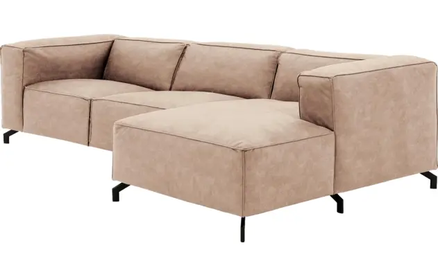 Goossens loungebank calvin beige micro leer - 8190322-637-03