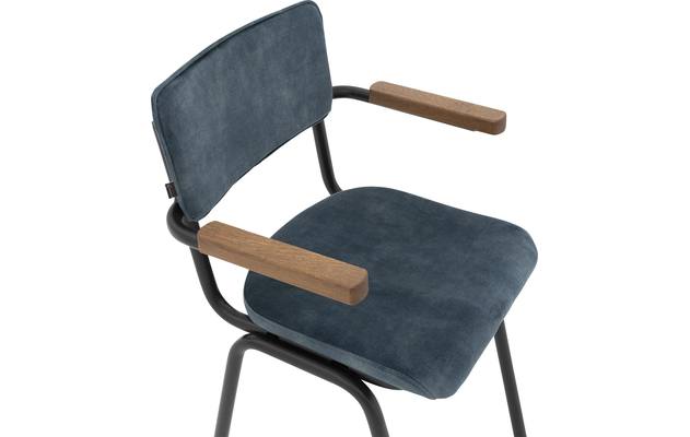 Goossens eetkamerstoel chaplin blauw stof - 8191697-04
