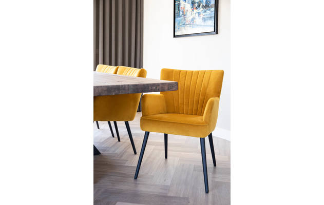 Goossens eetkamerstoel rob geel stof - 8192587-12