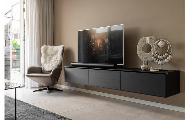 Goossens excellent tv meubel vic zwart eiken - 8203610s-01