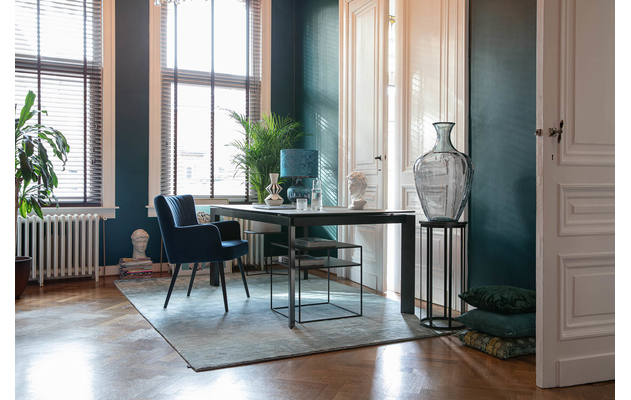 Goossens eetkamerstoel rob blauw stof - 8204474-02