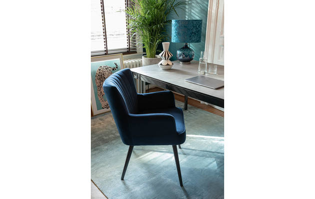 Goossens eetkamerstoel rob blauw stof - 8204474-03