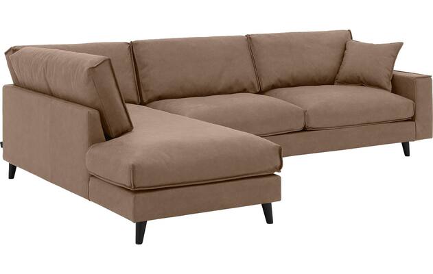 Goossens hoekbank jonas bruin micro leer - 8210615-03