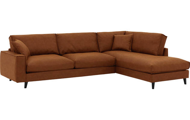 Goossens hoekbank jonas bruin micro leer - 8210616-02-gespiegeld