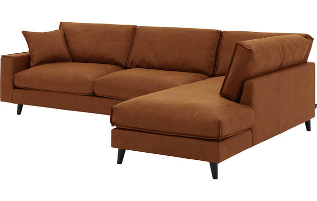 Goossens hoekbank jonas bruin micro leer - 8210616-03-gespiegeld