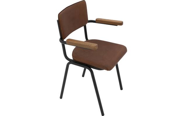 Goossens eetkamerstoel chaplin bruin leer - 8210698-04