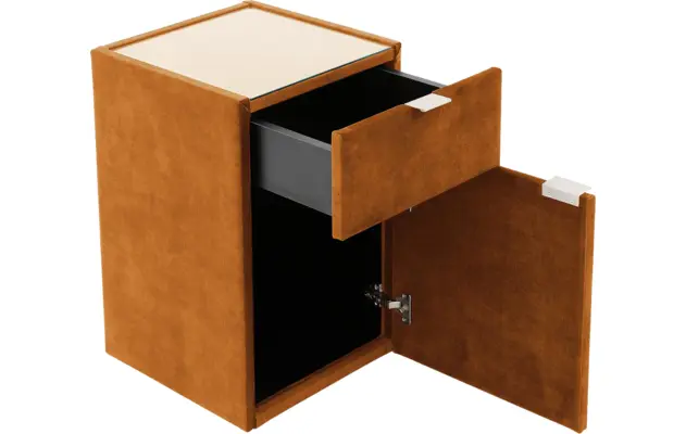 Goossens nachtkastje briljant luxe bruin stof - 8211871-A-06
