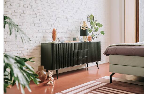 Goossens dressoir seppe zwart eiken - 8213013-01