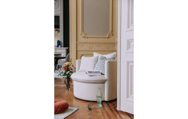 Goossens fauteuil bonne wit stof - 8213024-01