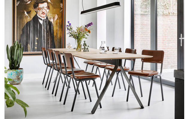 Goossens eetkamerstoel chaplin bruin leer - 8213239-01